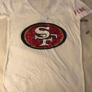 49rs Pink VS white t-shirt